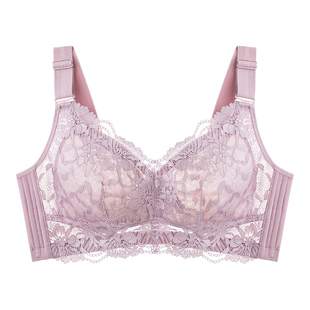 大胸显小内衣薄款缩胸防下垂无钢圈大码胖mm聚拢收副乳调整型文胸