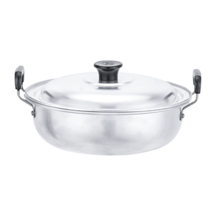 老式加厚铝锅汤锅家用小号纯铝烧水锅迷你双耳小煮锅铝制燃气浅锅