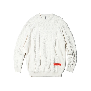 ROARINGWILD 咆哮野兽 WOOLEN SWEATER 重磅麻花纹理落肩毛衣