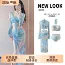 分体泳衣女性感纯欲风高级感2025新款 比基尼四件套泡温泉 长袖 罩衫