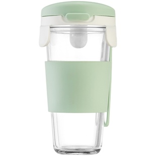 glasslock进口耐热钢化玻璃水杯少女便携杯子带盖泡茶杯牛奶杯