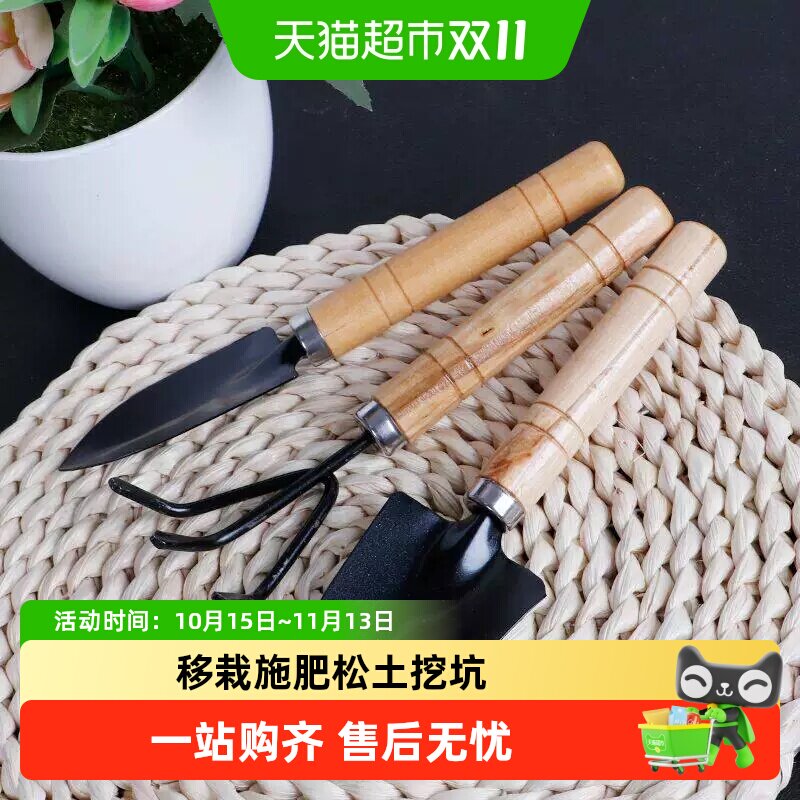 园艺工具三件套养花种菜多肉盆栽小铲子铁锹耙子大全套装除草挖沙