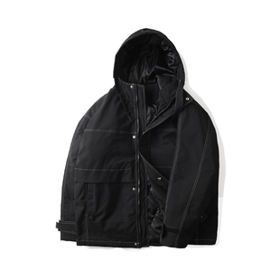 纺布者潮牌大码男装日系工装棉衣胖子加肥加大冬季保暖棉服男外套