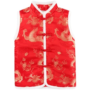 亲子儿童唐装马甲中国风男童新年装背心中式男童冬马甲女童拜年服