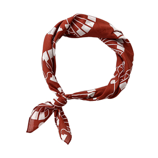 女薄日系小围巾男潮牌围脖高品质铁锈红色纯棉领巾小方巾工装丝巾