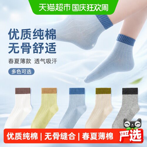 六指鼠纯棉无骨薄款全棉儿童袜
