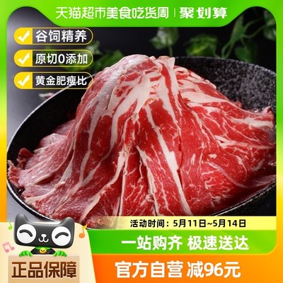 进口原切雪花肥牛片谷饲牛肉片肥牛卷冷冻火锅食材200g*7盒