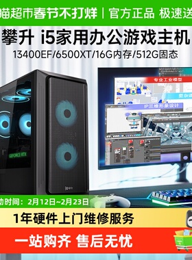 攀升i5 13400EF/RX6500XT台式电脑主机游戏家用办公组装机整机diy