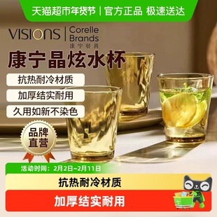 康宁VISIONS玻璃水杯家用加厚轻奢高级感高硼硅玻璃杯两件套