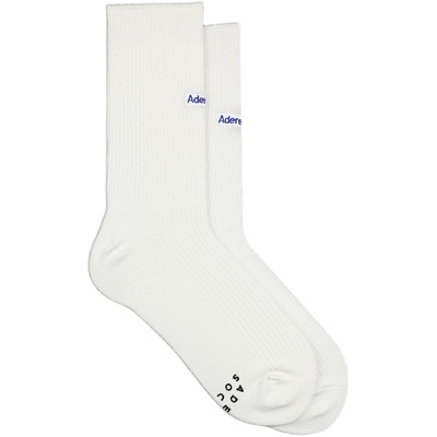 ADER基础黑白蓝双针简约纯棉袜子