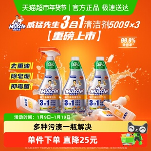 威猛先生厨卫三合一多效清洁剂500g*3瓶厨房重油污净抑霉菌不刺鼻