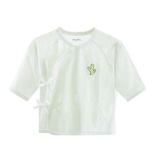 Aengbay半背衣初生婴儿衣服春秋薄款纯棉上衣护肚宝宝新生和尚服