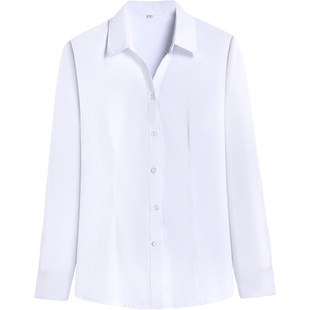 白色长袖衬衫女春秋职业气质短袖面试正装工装条纹工作服打底衬衣