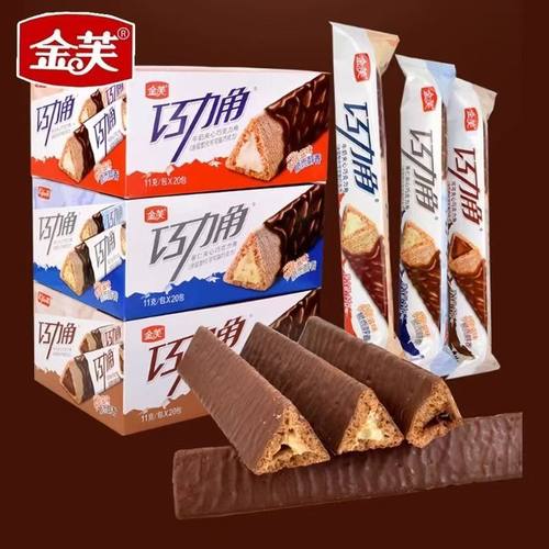 金芙巧克力角牛奶可可夹心巧克力棒长条威化饼干休闲三角棒零食品