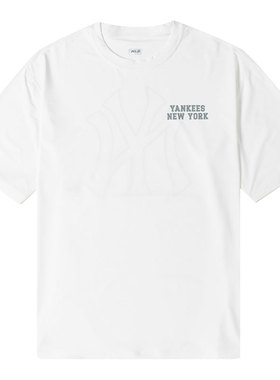 【自营】MLB短袖男装女装简约米白色T恤情侣休闲运动服3ASWB2243