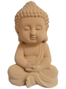 紫砂静坐如来佛陶瓷摆件人物雕塑