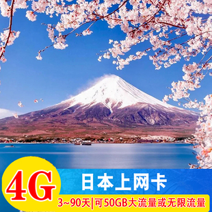 日本电话卡东京大阪境外旅游手机4G高速流量上网卡低速无限流量