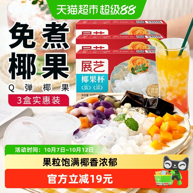 展艺椰果粒40g*24杯大椰果肉果冻布丁零食甜品珍珠奶茶专用小包装