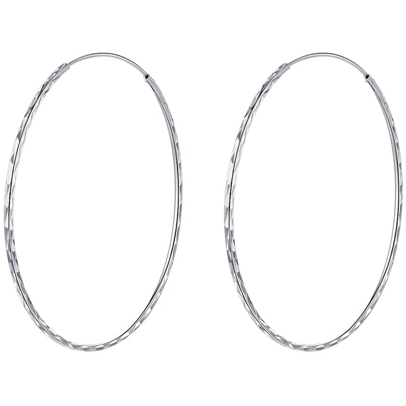BeBe Kitty纯银大耳圈圈满天星刻花圆圈女细款显脸小纯银圈耳环大