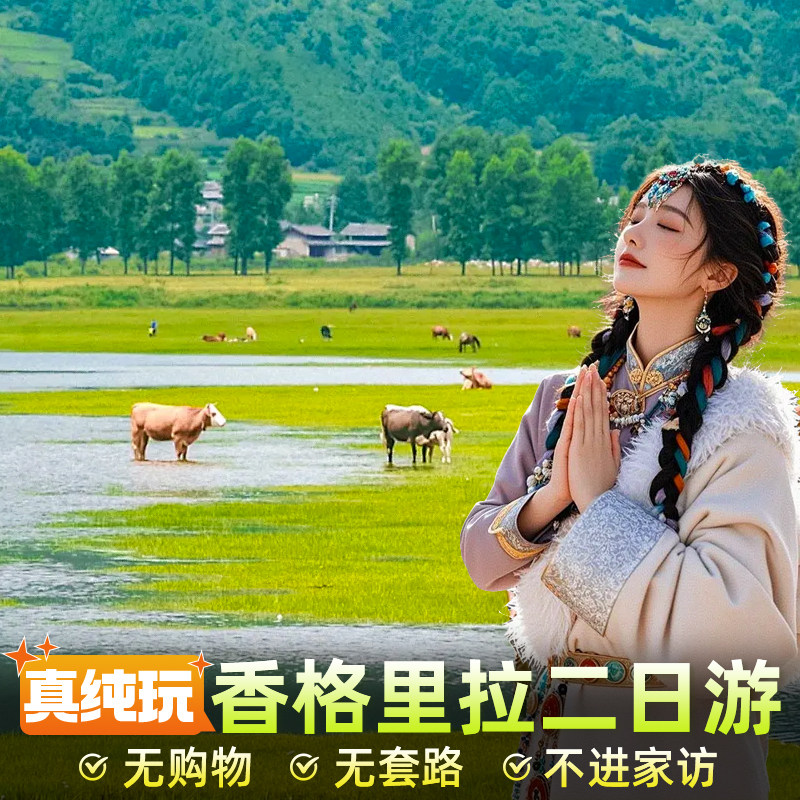 云南丽江香格里拉纯玩二日游小团虎跳峡松赞林寺普达措2日游跟团
