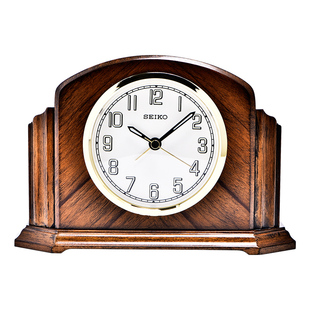 SEIKO日本精工静音桤木座钟办公桌摆件客厅办公室实木高档台钟