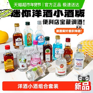 便利店调酒伏特加金酒白朗姆酒威士忌小瓶洋酒组合调酒套装基酒