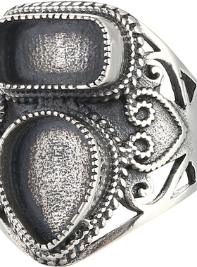 复古镶嵌琥珀活口霸气风戒指空托