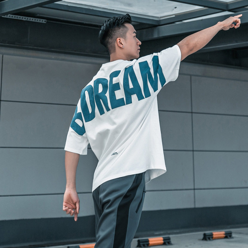 SPORTS SHORT-SLEEVED BODYBUILDING SUMMER COTTON LOOSE HALF-SLEEVED T-SHIRT