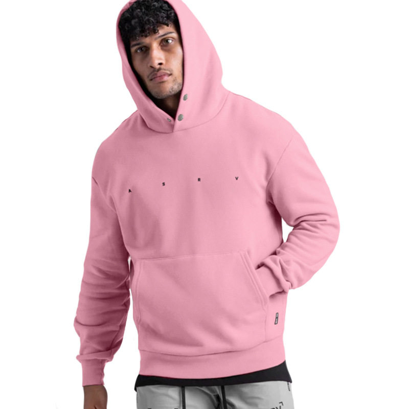 ASARV FITNESS SPORTS HOODED SWEATSHIRT MONOGRAM PRINT DROPPED SHOULDER MULTI-POCKET JACKET [GB]