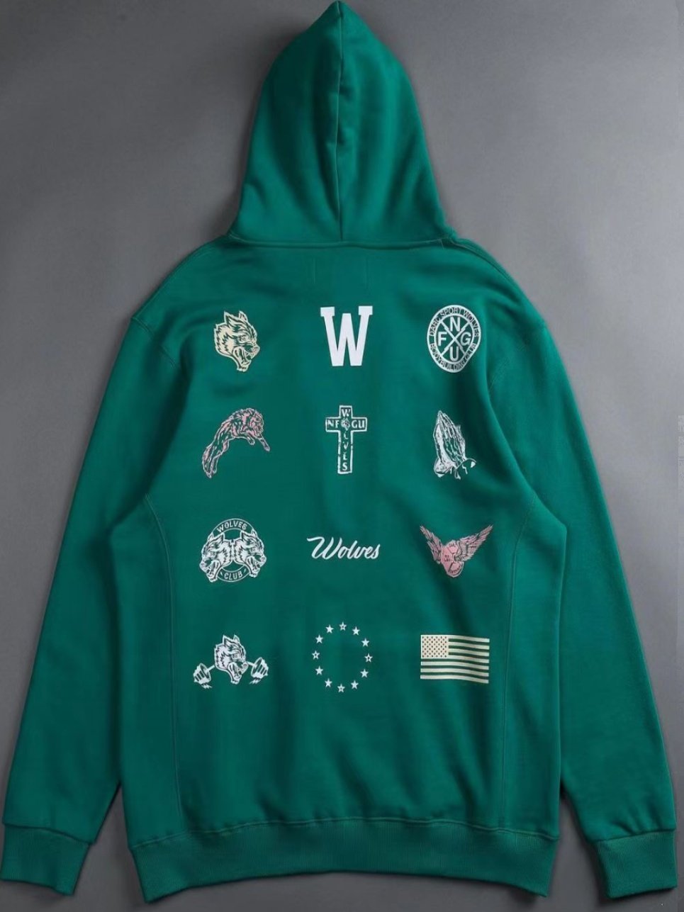 BIG WAVE BROTHER WOLF HEAD HOODED SWEATSHIRT SPORTS FITNESS HEAVY THICKENED AUTUMN AND WINTER JACKET MULTI-PICTURE [EUROPEAN AND AMERICAN SIZE]