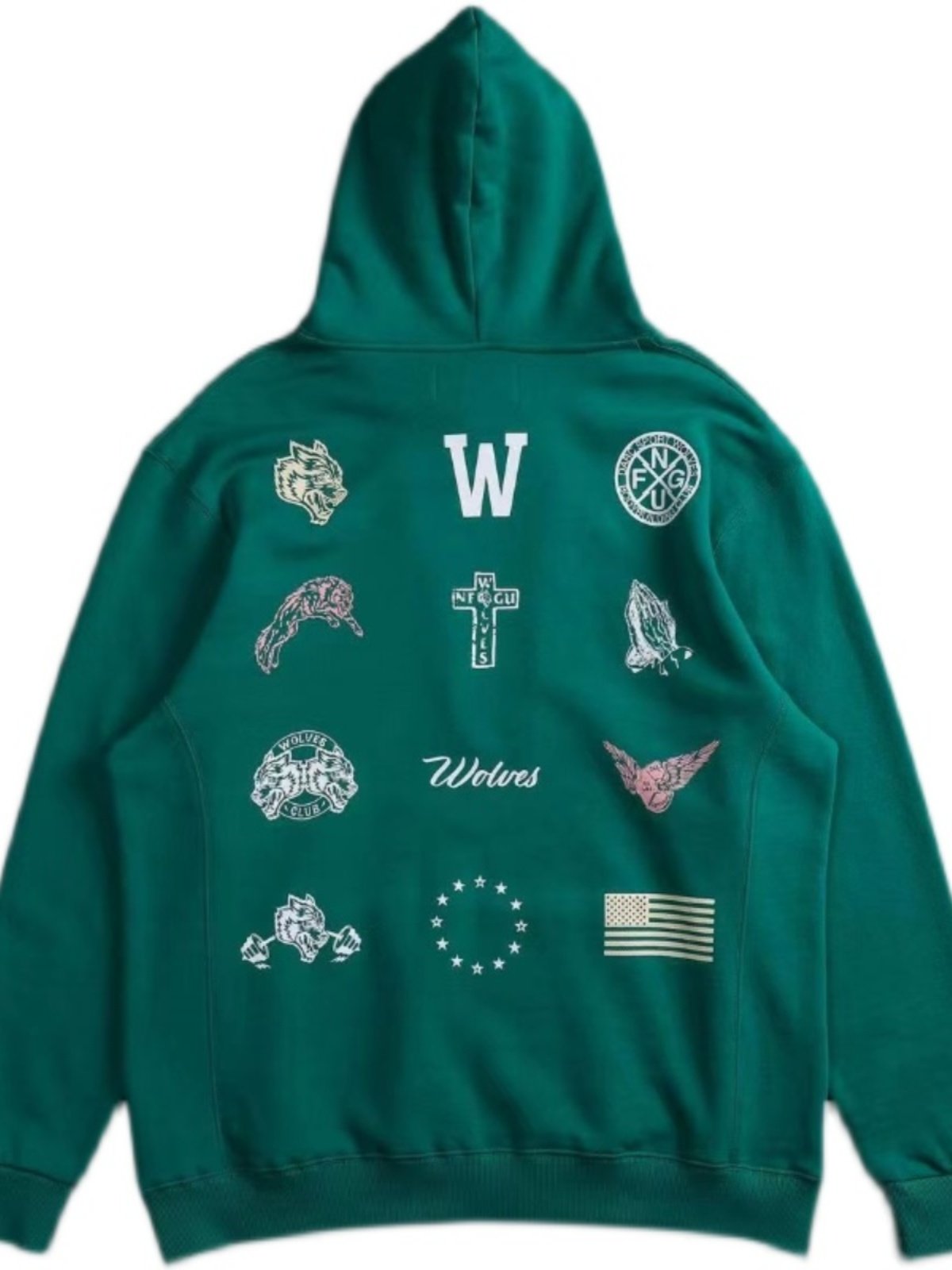 BIG WAVE BROTHER WOLF HEAD HOODED SWEATSHIRT SPORTS FITNESS HEAVY THICKENED AUTUMN AND WINTER JACKET MULTI-PICTURE [EUROPEAN AND AMERICAN SIZE]