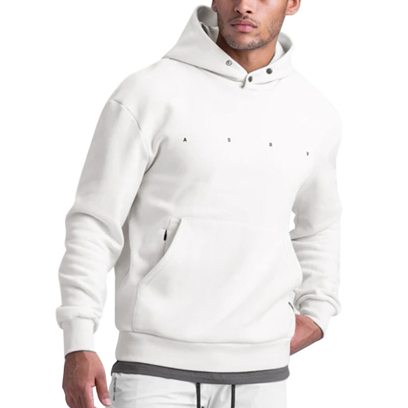 ASARV FITNESS SPORTS HOODED SWEATSHIRT MONOGRAM PRINT DROPPED SHOULDER MULTI-POCKET JACKET [GB]