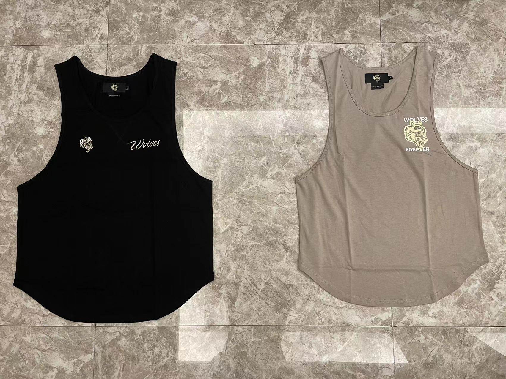 BROTHER DALANG THE SAME LOOSE SPORTS FITNESS SLEEVELESS BLACK WOLF HEAD VEST [EUROPEAN AND AMERICAN SIZE]