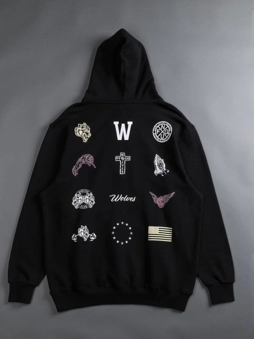 BIG WAVE BROTHER WOLF HEAD HOODED SWEATSHIRT SPORTS FITNESS HEAVY THICKENED AUTUMN AND WINTER JACKET MULTI-PICTURE [EUROPEAN AND AMERICAN SIZE]