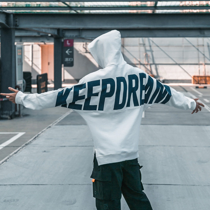 BODYBUILDING LOOSE COTTON HOODED SPORTS SWEATSHIRT LONG SLEEVES