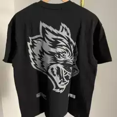 Wolf head combed cotton fitness sports short sleeved men's and women's sports loose top T-shirt (European and American sizes)