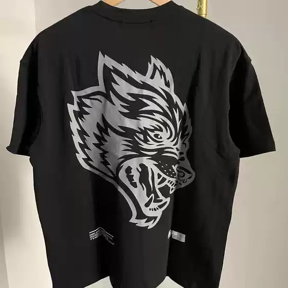Wolf head combed cotton fitness sports short sleeved men's and women's sports loose top T-shirt (European and American sizes)