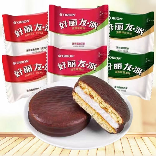 好丽友巧克力派夹心蛋糕点心早餐