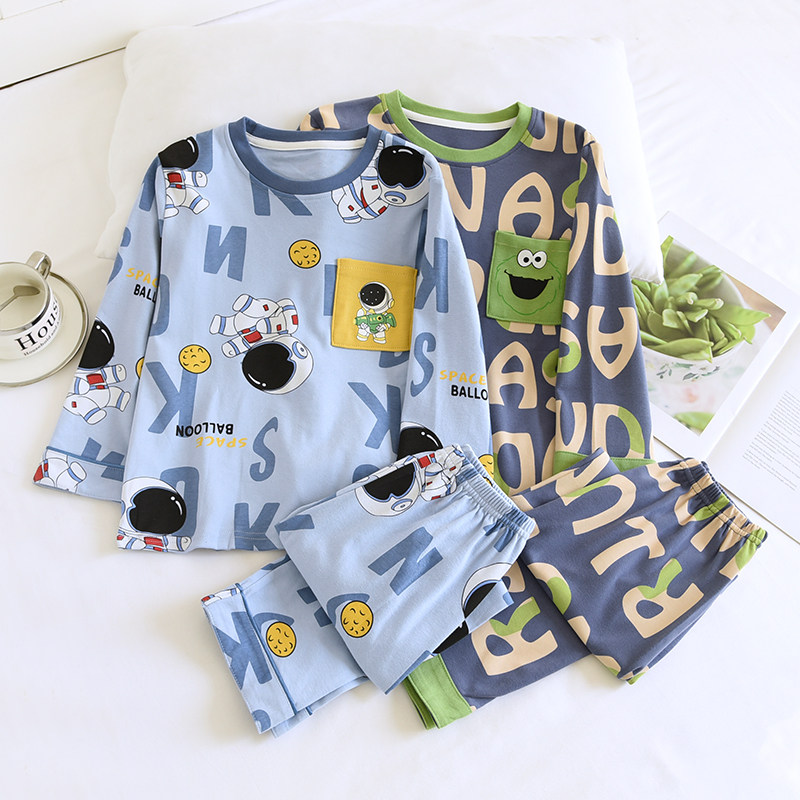 儿童棉毛睡衣米筱米纯棉卡通春秋