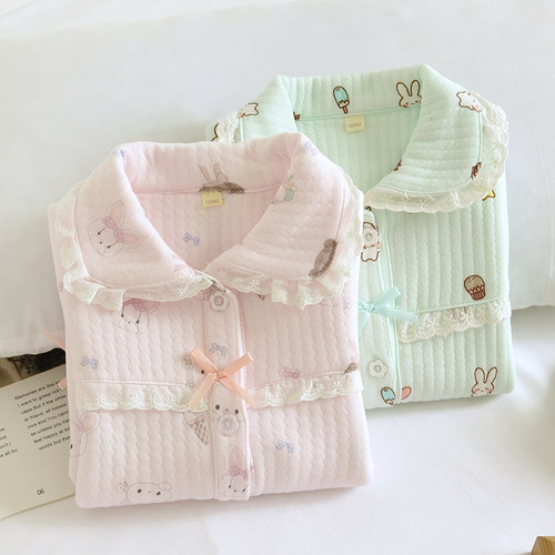 三层保暖空气层可爱卡通秋冬睡衣