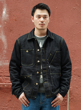 微瑕特价维托摩瑞美式复古机车新疆长绒棉摇粒加绒加厚牛仔外套