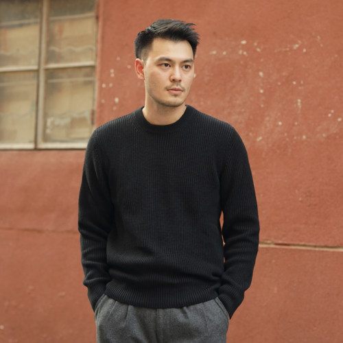 维托摩瑞新疆长绒棉修身圆领毛衣