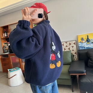 休闲百搭卡通印花羊羔毛外套宽松 时尚 25Ann studio2025韩版