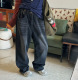 25Ann 休闲百搭黑灰色水洗调节腰直筒牛仔裤 studio2025韩版 时尚