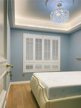 圣德科纯实木质百叶窗门透气窗美式活动叶片折叠推拉隔断窗帘定做