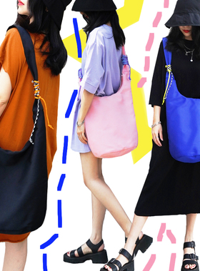 男女大容量水桶包斜挎包单肩克莱因蓝黑色粉色托特包休闲潮流时尚