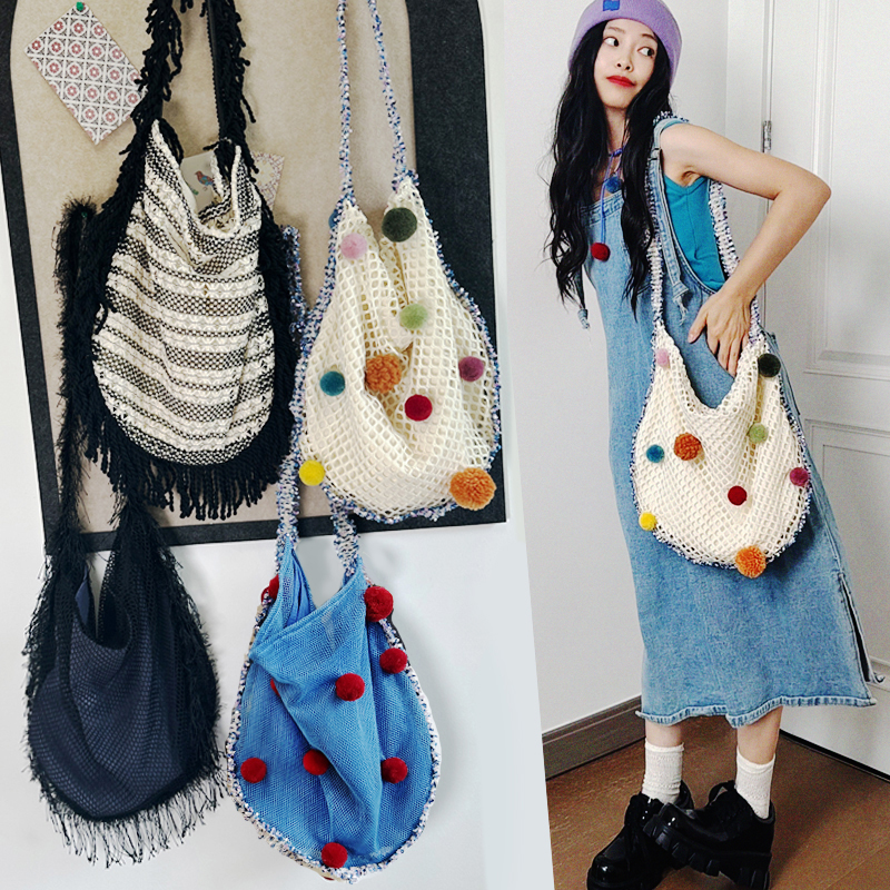 小众网布流浪包轻便波嬉风单肩包