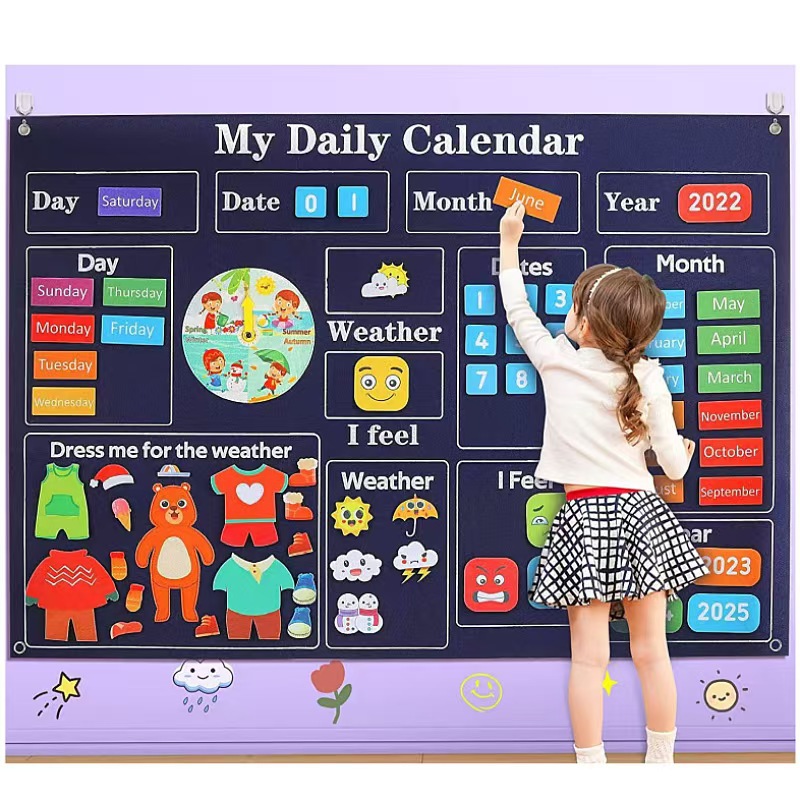 My First Daily Calendar Classroom Haves 3.3Ft Felt Board toy