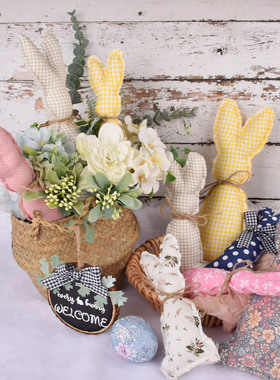 复活节装饰品布艺兔子摆件 复活兔节日派对布置用品Easter rabbit