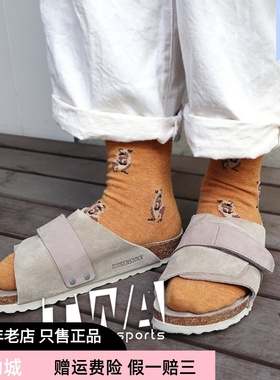 BIRKENSTOCK单扣男女情侣款软底软木拖鞋kyoto系列粘扣真皮凉拖鞋